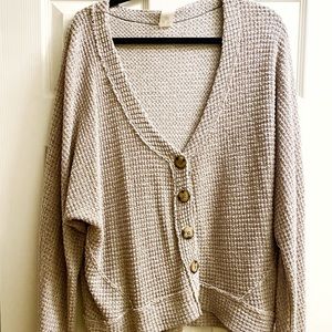 Free People beige button up sweater